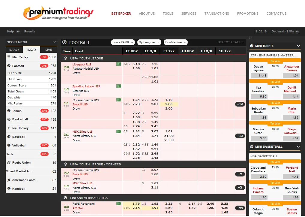 PT Bet Broker interface